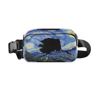 Marsupio a tracolla con mappa dell'Alaska e notte stellata dell'Alaska, alla moda, per donne e uomini, impermeabile, con cinghia regolabile, per viaggi, palestra, lavoro
