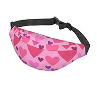 Marsupio a tracolla con motivo a diamanti, per donne e uomini, grande marsupio alla moda per viaggi e corsa, marsupio unisex, A forma di amore rosa, Taglia unica