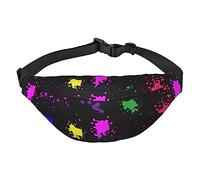 Marsupio a tracolla con motivo arcobaleno con schizzi di neon su sfondo scuro, per escursionismo, corsa, viaggi, ciclismo e stile casual, Nero , Taglia unica, Cintura per soldi