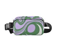 Marsupio a tracolla con motivo astratto, verde, viola, alla moda, per donne, uomini, adolescenti, resistente all'acqua, antifurto, con cinghia regolabile, per viaggi, shopping, corsa