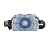 Marsupio a tracolla con motivo mandala bohémien, colore bianco e azzurro, alla moda, per donne, uomini, adolescenti, grande capacità, con tracolla regolabile, per viaggi, shopping, corsa