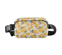 Marsupio a tracolla con motivo natalizio con renna, con cinghia regolabile, per viaggi, corsa, escursionismo, Limoni colorati floreali di agrumi, 1 Size