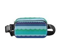 Marsupio a tracolla con motivo onde oceaniche blu giapponesi, per uomini e donne, resistente all'acqua, borsa sportiva con tracolla regolabile per viaggi, corsa, escursionismo, Onde dell'oceano blu