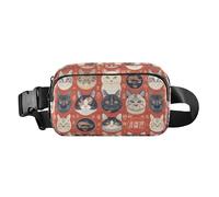 Marsupio a tracolla con motivo Ritratti di gatti, unisex, con cinghia regolabile, per viaggi, allenamento, escursionismo, Multicolore, Taglia unica