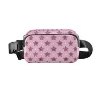 Marsupio a tracolla con motivo scozzese rosa a scacchi e stelle, alla moda, per uomini e donne, impermeabile, con cinghia regolabile, per viaggi, palestra, lavoro