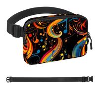 Marsupio a tracolla con note musicali, regali per godersi sport, festival, allenamento, viaggi, corsa, portafogli casual a mani libere, marsupio per telefono, Multicolore 17, 1.5x9.0x5.9in/4x23x15cm