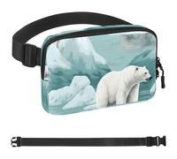 Marsupio a tracolla con orso polare che guarda il cielo nell'acqua 1576, per uomini e donne, borsa da cintura per viaggi, casual, passeggiate, corsa, escursionismo, ciclismo, multicolore, 4 x 23 x 15