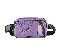 Marsupio a tracolla con pinguino artistico viola, alla moda, per donne, uomini, adolescenti, multiuso, con cinghia regolabile, per viaggi, shopping, corsa, arte Pinguino Viola, 1 size
