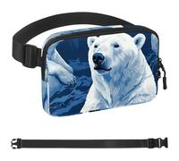 Marsupio a tracolla con sfondo blu Polar Bear-1600, per uomini e donne, borsa da cintura per viaggi, casual, passeggiate, corsa, escursionismo, ciclismo, multicolore, 4 x 23 x 15 cm, Multicolore,