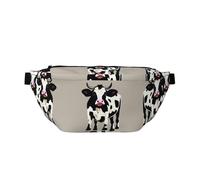 Marsupio a tracolla con stampa a pois neri e mucca, grande, per sport all'aria aperta, per donne e uomini, da viaggio, per allenamento