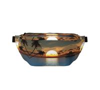 Marsupio a tracolla con stampa di alba sulla spiaggia, grande, per sport all'aperto, per donne e uomini, da viaggio, per allenamento