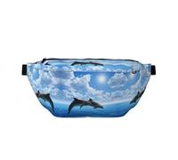 Marsupio a tracolla con stampa di due delfini, grande, per attività all'aria aperta, per donne e uomini, da viaggio, per allenamento