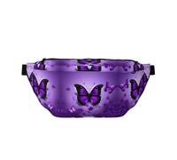 Marsupio a tracolla con stampa di farfalle viola, grande, per attività all'aria aperta, per donne e uomini, da viaggio, per allenamento