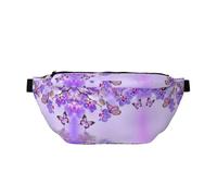 Marsupio a tracolla con stampa di farfalle viola, grande, per attività all'aria aperta, per donne e uomini, da viaggio, per allenamento