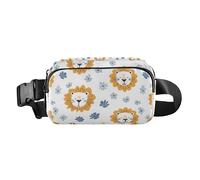 Marsupio a tracolla con stampa di un leone in stile cartone animato, unisex, con cinghia regolabile, per viaggi, allenamento, escursionismo, Multicolore, Taglia unica