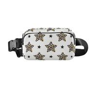 Marsupio a tracolla con stampa leopardata e stelle, bianca, carina, per uomini e donne, multiuso, con cinghia regolabile, per shopping, sport, lavoro