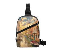 Marsupio a tracolla con stampa leopardata marrone per uomo e donna, pieghevole, per attività all'aria aperta, zaini sportivi, Bellissima vista sul canale di Venezia, One Size, Zaino casual