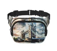 Marsupio a tracolla con stampa storica Old Tower Bridge London, alla moda, da donna, per viaggi e corsa, nero, Taglia unica