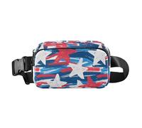 Marsupio a tracolla con stella rossa e americana, per donne e uomini, con tracolla regolabile, per viaggi, allenamento, escursionismo, Multicolore, Taglia unica