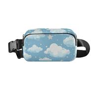 Marsupio a tracolla con stelle e nuvole blu, per donne e uomini, grande capacità, portafoglio da viaggio con tracolla regolabile, per viaggi, corsa, escursionismo, Stelle blu e nuvole, 1 size