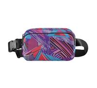 Marsupio a tracolla con triangoli rossi e blu, elegante, per uomo e donna, con tracolla regolabile, per viaggi, shopping, corsa