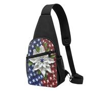 Marsupio a tracolla da donna con bandiera nazionale americana con aquila, zaino da giorno per escursionismo e viaggio, America Fiore Patriottico, Taglia unica
