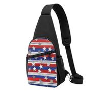 Marsupio a tracolla da donna, con motivo patriottico con stelle e strisce, zaino da giorno per escursioni, viaggi, Strisce di stelle patriottiche, Taglia unica