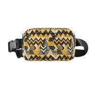 Marsupio a tracolla da donna con texture glitterata rossa elegante per allenamento, corsa, escursionismo, Moda Zigzag Pattern Giallo, 1 Size