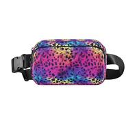 Marsupio a tracolla da donna con texture glitterata rossa elegante per allenamento, corsa, escursionismo, Stampa olografica leopardata su sfumatura, 1 Size