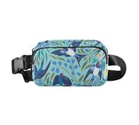 Marsupio a tracolla da donna e uomo, alla moda, piccolo, con cinghia regolabile, per viaggi, palestra, lavoro, rondini volanti e fiori primaverili, blu, Rondini Volanti E Fiori Primavera Blu, 1 Size