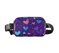 Marsupio a tracolla da donna e uomo, impermeabile, multiuso, per viaggi, corsa, escursionismo, con cuori viola, stelle rosse e blu, 20, 1 Size