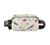 Marsupio a tracolla da donna e uomo, impermeabile, multiuso, per viaggi, corsa, escursionismo, con uccelli cardellini americani, colore bianco, 18, 1 Size