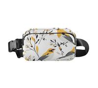Marsupio a tracolla da donna e uomo, impermeabile, multiuso, per viaggi, corsa, escursionismo, con uccelli cardellini americani, colore bianco, 01, 1 Size