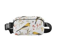Marsupio a tracolla da donna e uomo, impermeabile, multiuso, per viaggi, corsa, escursionismo, con uccelli cardellini americani, colore bianco, 17, 1 Size