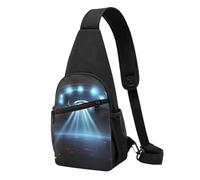 Marsupio a tracolla da donna Marsupio San Valentino cuore fiore borsa da petto per escursionismo viaggio marsupio, Astronave Ufo, Taglia unica
