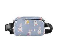 Marsupio a tracolla da uomo e donna, carino, piccolo, con cinghia regolabile, per ciclismo, escursionismo, palestra, coniglietto felice, uova di Pasqua, Happy Bunny Rabbit Happy Easter Eggs, 1 Size