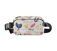 Marsupio a tracolla da uomo e donna, elegante, mini marsupio con cinghia regolabile per viaggi, corsa, escursionismo, motivo astratto scarabocchio, Modello astratto Doodle, 1 Size