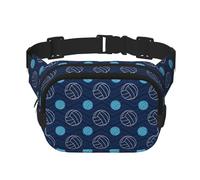 Marsupio a tracolla da viaggio con stampa pallavolo blu da uomo e donna quadrato a doppio strato, nero, Taglia unica