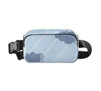 Marsupio a tracolla elegante a righe blu nuvole per uomo donna piccola borsa a tracolla accessorio da viaggio con tracolla regolabile per viaggi, corsa, escursionismo, Striscia blu nuvola, 1 size