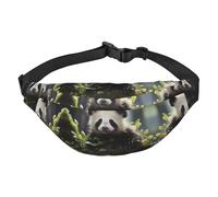 Marsupio a tracolla grande alla moda con cuccioli di panda nella foresta, da viaggio, casual, adatto per sport, corsa, ciclismo, viaggi, pesca