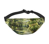 Marsupio a tracolla grande alla moda con ninfee nello stagno, da viaggio, casual, adatto per sport, corsa, ciclismo, viaggi, pesca