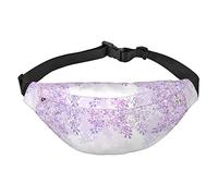 Marsupio a tracolla grande con bandiera americana, da viaggio, da corsa, alla moda, carino, per sport all'aria aperta, Incorniciare fiori lilla in fiore, Taglia unica