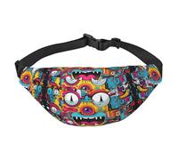 Marsupio a tracolla grande con faccia di gatto divertente, da viaggio, casual, adatto per sport, corsa, ciclismo, viaggi, pesca