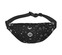 Marsupio a tracolla grande in bianco e nero universo, da viaggio, casual, adatto per sport, corsa, ciclismo, viaggi, pesca