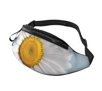 Marsupio a tracolla grande per donne e uomini, con girasoli su tavola di legno stampato, marsupio per uomo e donna, alla moda, con cinghia regolabile, per allenamento, corsa, viaggi, Margherita