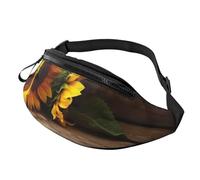 Marsupio a tracolla grande per donne e uomini, con girasoli su tavola di legno stampato, marsupio per uomo e donna, alla moda, con cinghia regolabile, per allenamento, corsa, viaggi, Girasoli su