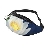 Marsupio a tracolla grande per donne e uomini, con girasoli su tavola di legno stampato, marsupio per uomo e donna, alla moda, con cinghia regolabile, per allenamento, corsa, viaggi, Fiori di Loto