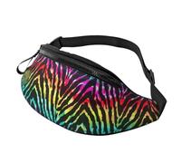 Marsupio a tracolla grande per donne e uomini, con gufo dagli occhi gialli stampato, marsupio per uomo e donna, alla moda, con cinghia regolabile, per allenamento, corsa, viaggi, Zebra arcobaleno