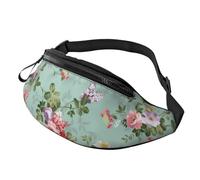 Marsupio a tracolla grande per donne e uomini, con stampa bassotto parigino, marsupio da uomo e da donna, alla moda, con cinghia regolabile, per allenamento, corsa, viaggi, Fiori vintage, Taglia unica
