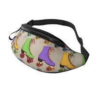 Marsupio a tracolla grande per donne e uomini, con stampa di barboncini rosa, marsupio da uomo e donna, alla moda, con cinghia regolabile, per allenamento, corsa, viaggi, Pattini a rotelle colorati,